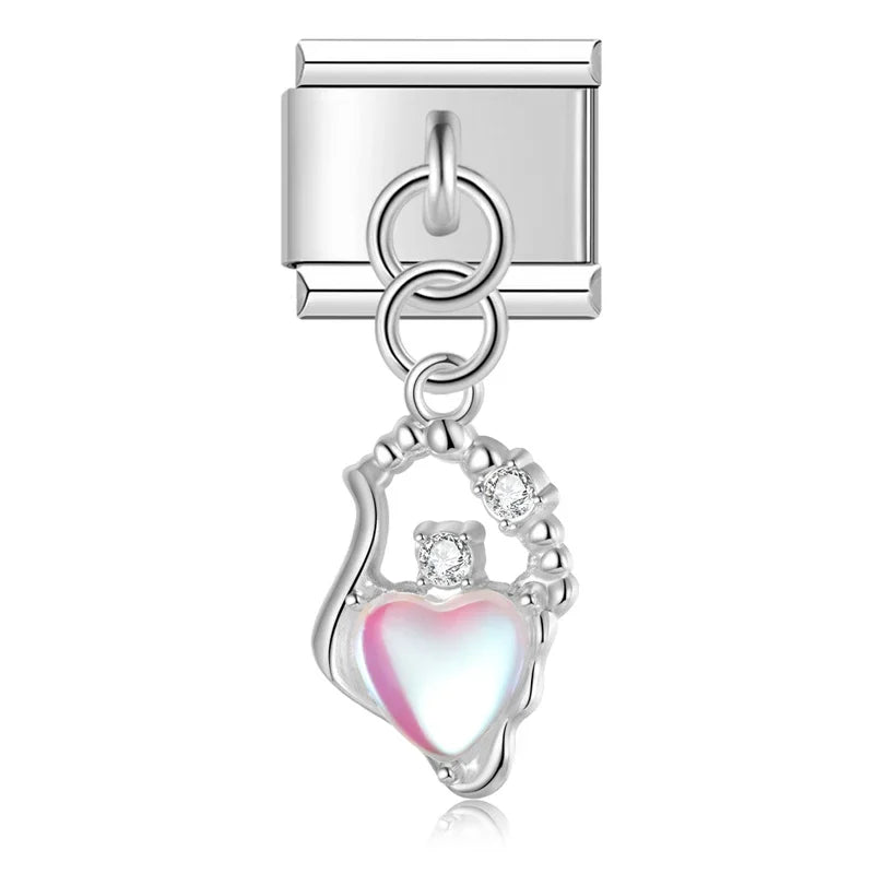 Romantic Heart Flower charms silver&gold