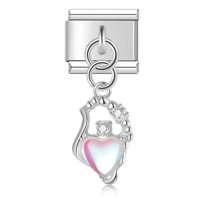 The Romantic Heart & Flower Dangle Charm in Silver & Gold