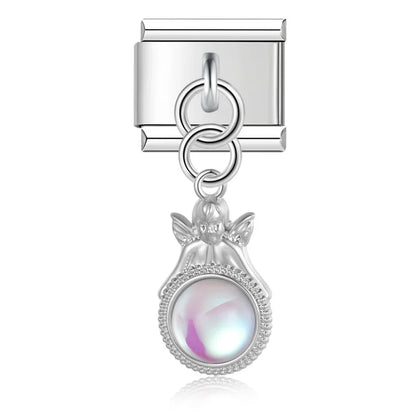 The Romantic Heart & Flower Dangle Charm in Silver & Gold