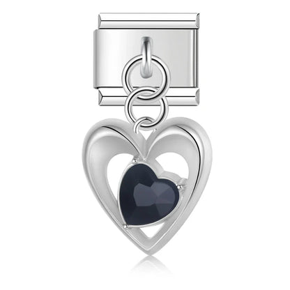The Romantic Heart & Flower Dangle Charm in Silver & Gold