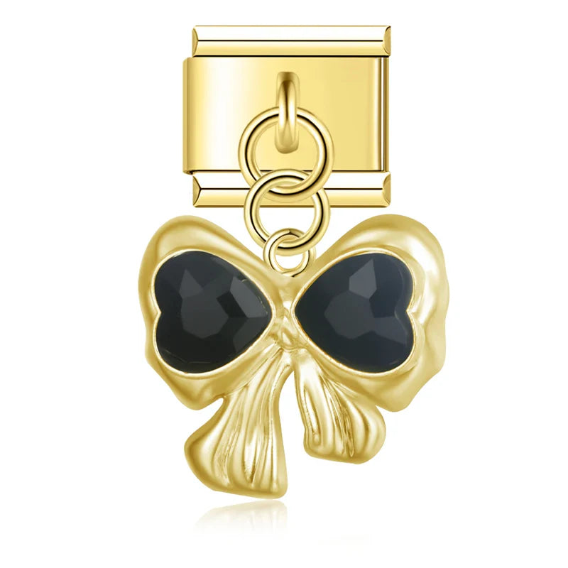 Romantic Heart Flower charms silver&gold