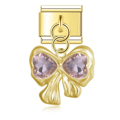 The Romantic Heart & Flower Dangle Charm in Silver & Gold