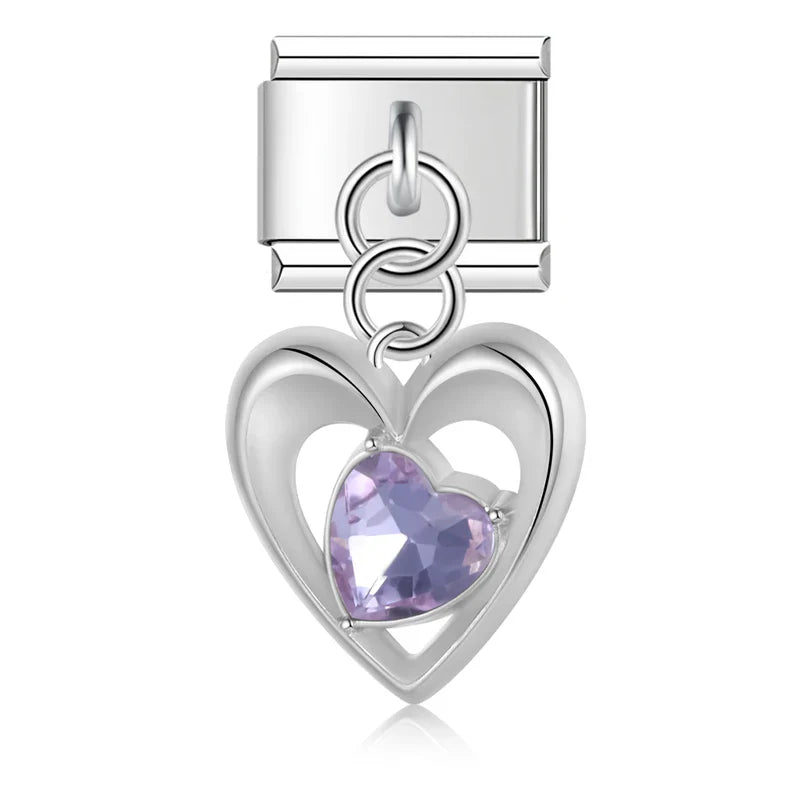 Romantic Heart Flower charms silver&gold