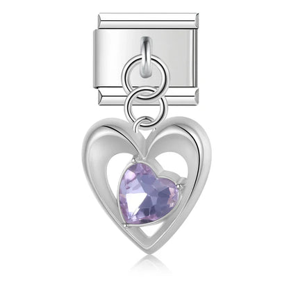 The Romantic Heart & Flower Dangle Charm in Silver & Gold