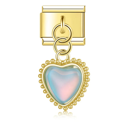 The Romantic Heart & Flower Dangle Charm in Silver & Gold