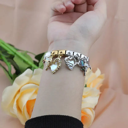 The Romantic Heart & Flower Dangle Charm in Silver & Gold