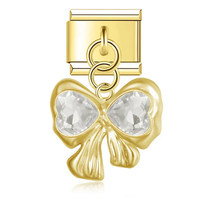 The Romantic Heart & Flower Dangle Charm in Silver & Gold