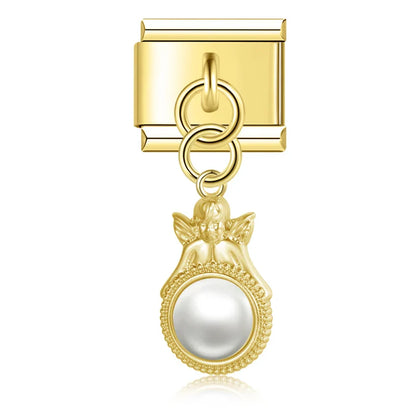 The Romantic Heart & Flower Dangle Charm in Silver & Gold