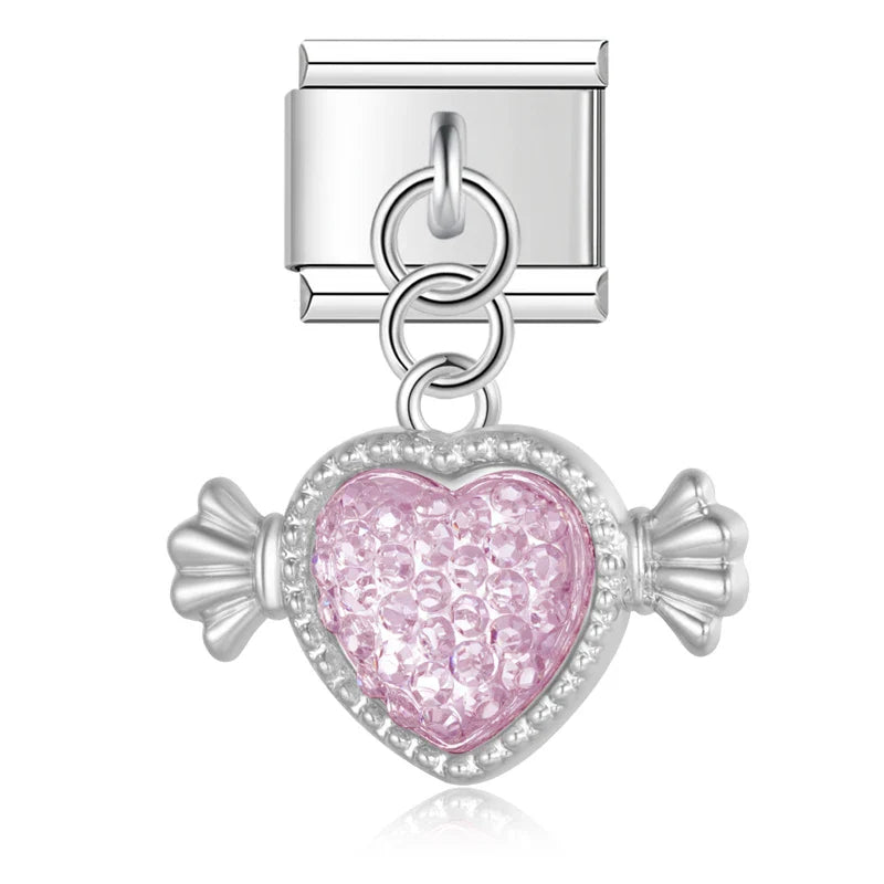 Romantic Heart Flower charms silver&gold
