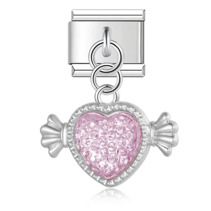 The Romantic Heart & Flower Dangle Charm in Silver & Gold