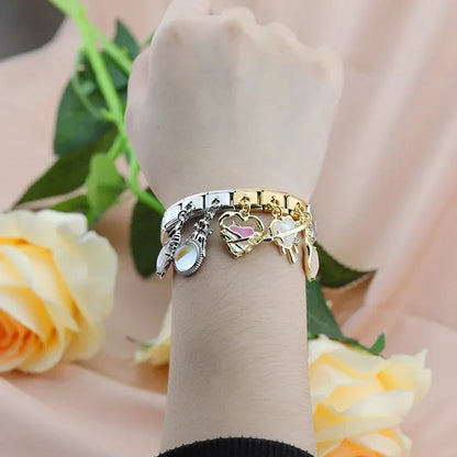 The Romantic Heart & Flower Dangle Charm in Silver & Gold