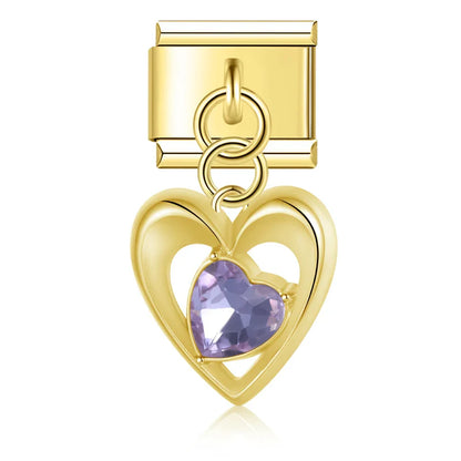 The Romantic Heart & Flower Dangle Charm in Silver & Gold