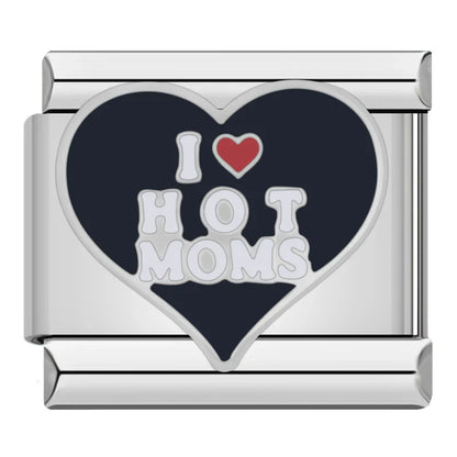 Gold Star, Moon, Radiant Heart & Eiffel Tower Italian Charms — Navy Blue Enamel Bracelet Links