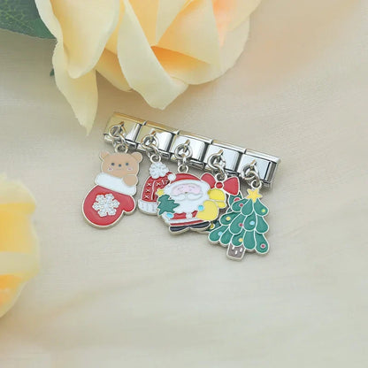 Holiday & Christmas Enamel Dangle Charm in Silver