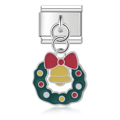 Holiday & Christmas Enamel Dangle Charm in Silver