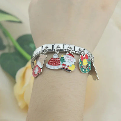 Holiday & Christmas Enamel Dangle Charm in Silver