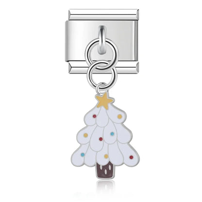 Holiday & Christmas Enamel Dangle Charm in Silver