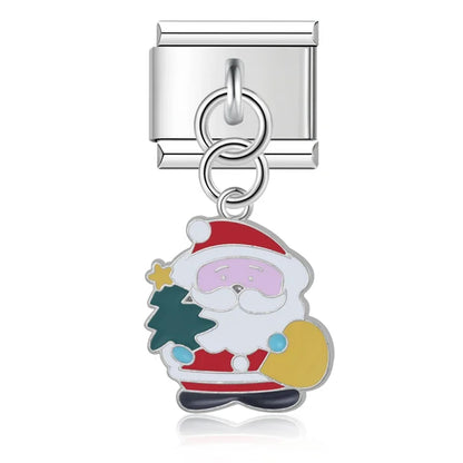 Holiday & Christmas Enamel Dangle Charm in Silver