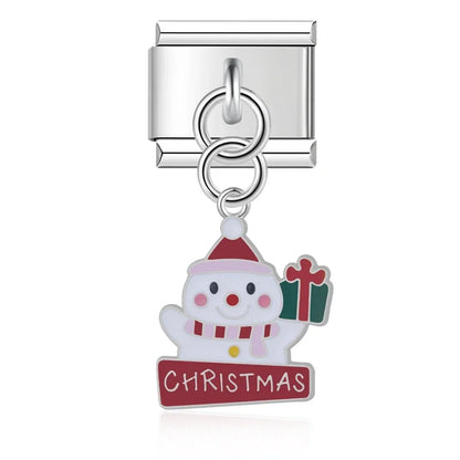 Holiday & Christmas Enamel Dangle Charm in Silver
