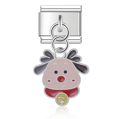 Holiday & Christmas Enamel Dangle Charm in Silver