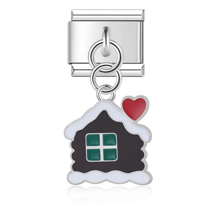 Holiday & Christmas Enamel Dangle Charm in Silver