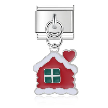 Holiday & Christmas Enamel Dangle Charm in Silver