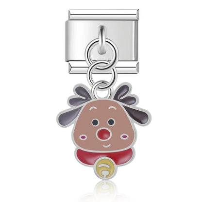 Holiday & Christmas Enamel Dangle Charm in Silver