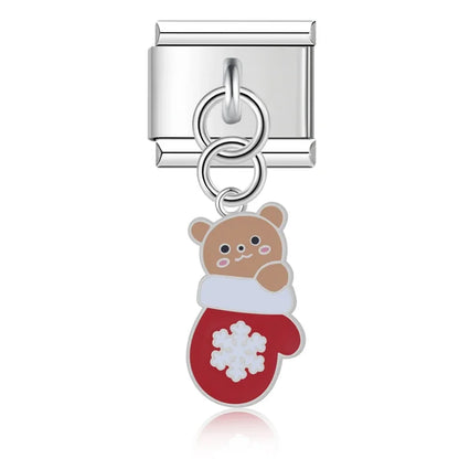 Holiday & Christmas Enamel Dangle Charm in Silver