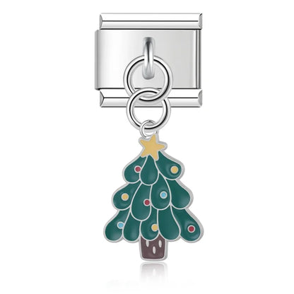 Holiday & Christmas Enamel Dangle Charm in Silver