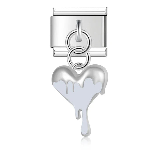 The Melting Heart, Star, Moon & Wavy Square Dangle Charm in Silver