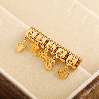 Trendy Symbol Dangle Italian Charms — OK Hand, Pi, Dollar & At Sign Silver & Gold Dangle Links
