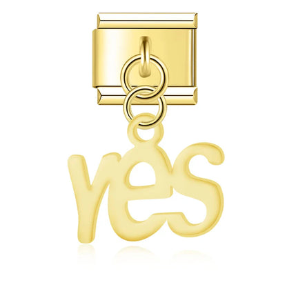Trendy Symbol Dangle Italian Charms — OK Hand, Pi, Dollar & At Sign Silver & Gold Dangle Links