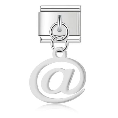 Trendy Symbol Dangle Italian Charms — OK Hand, Pi, Dollar & At Sign Silver & Gold Dangle Links