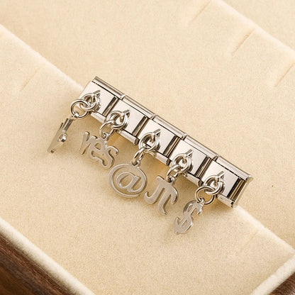 Trendy Symbol Dangle Italian Charms — OK Hand, Pi, Dollar & At Sign Silver & Gold Dangle Links