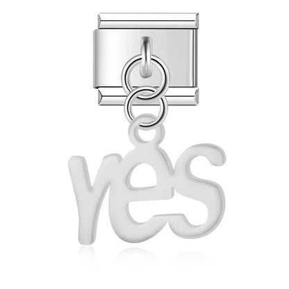 Trendy Symbol Dangle Italian Charms — OK Hand, Pi, Dollar & At Sign Silver & Gold Dangle Links