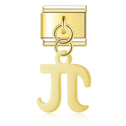 Trendy Symbol Dangle Italian Charms — OK Hand, Pi, Dollar & At Sign Silver & Gold Dangle Links