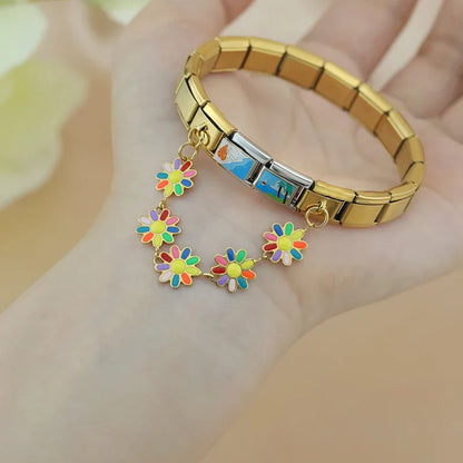 The Golden Flower & Stars Chain Dangle Charm