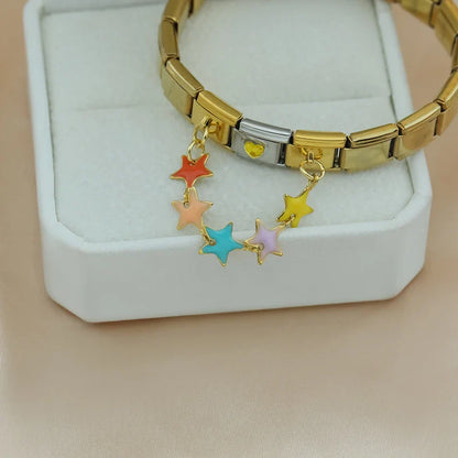 The Golden Flower & Stars Chain Dangle Charm
