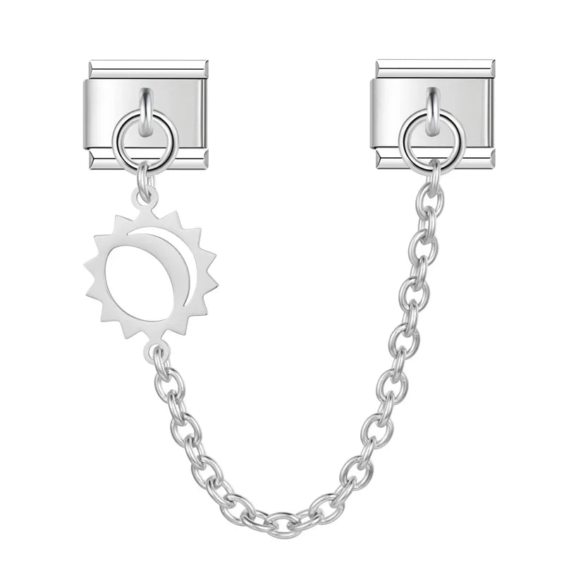 Sun Moon Claw Chain Italian Charms silver&gold