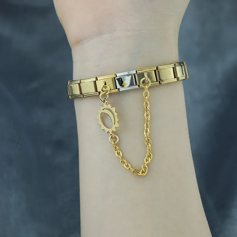 Sun Moon Claw Chain Italian Charms silver&gold