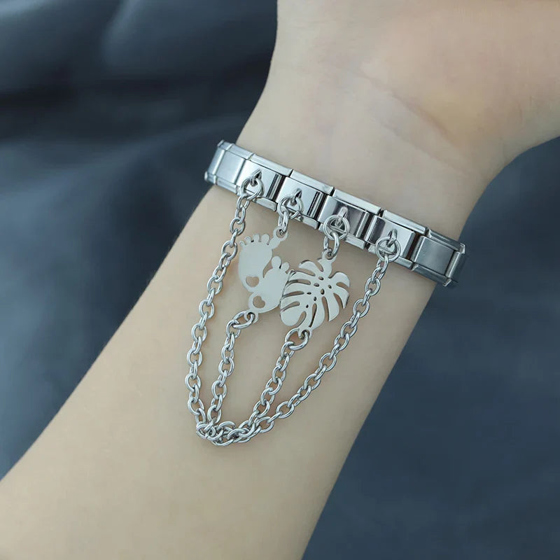 Sun Moon Claw Chain Italian Charms silver&gold