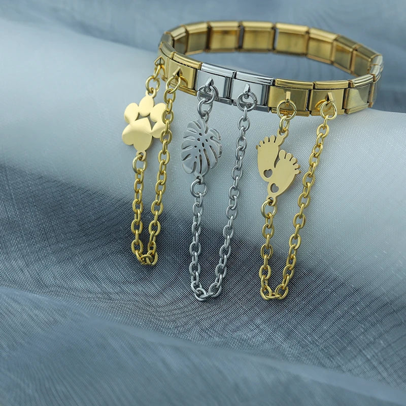 Sun Moon Claw Chain Italian Charms silver&gold