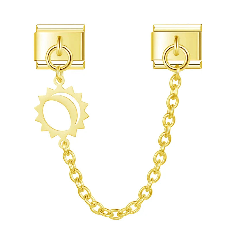 Sun Moon Claw Chain Italian Charms silver&gold
