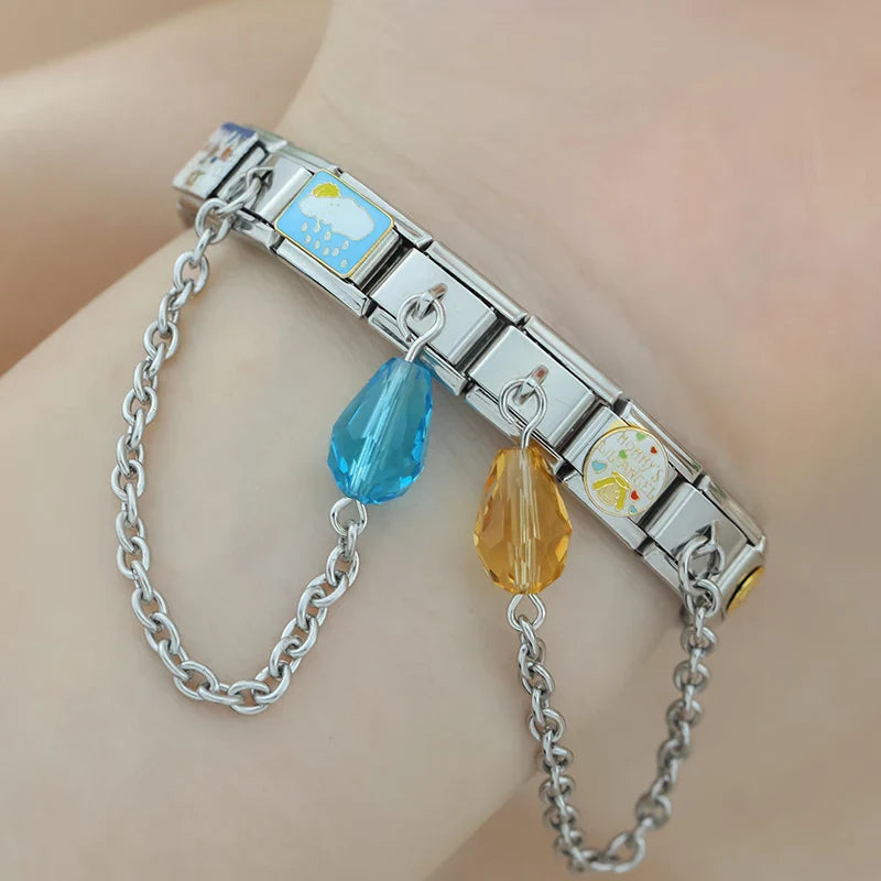 Water Droplets Chain Italian Charms Link