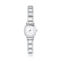 Customisable Square Face Watch Bracelet — White & Black Italian Charm Watch with 9mm Modular Band