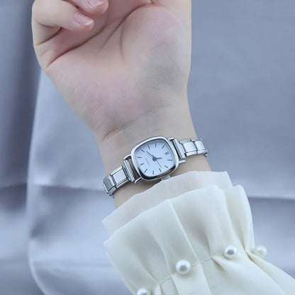 Customisable Square Face Watch Bracelet — White & Black Italian Charm Watch with 9mm Modular Band