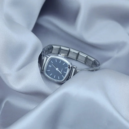Customisable Square Face Watch Bracelet — White & Black Italian Charm Watch with 9mm Modular Band