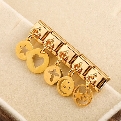 Cross, Star, Heart & Moon Cutout Italian Charms (Silver & Gold)