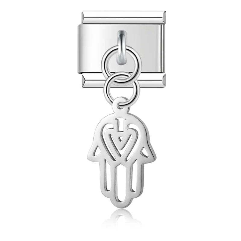 The Cutout Silhouette & Crystal Dangle Charm in Silver, Gold & Rose Gold