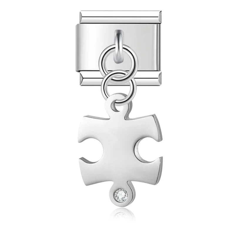 The Cutout Silhouette & Crystal Dangle Charm in Silver, Gold & Rose Gold